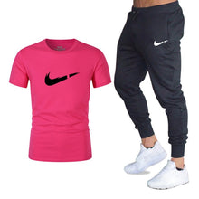 Load image into Gallery viewer, Men's Sets T Shirts+pants Two Pieces Sets Casual Tracksuit Men/Women New Fashion printing suits sportwear Gyms Fitness trousers