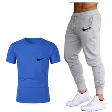 Load image into Gallery viewer, Men's Sets T Shirts+pants Two Pieces Sets Casual Tracksuit Men/Women New Fashion printing suits sportwear Gyms Fitness trousers