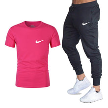 Load image into Gallery viewer, Men's Sets T Shirts+pants Two Pieces Sets Casual Tracksuit Men/Women New Fashion printing suits sportwear Gyms Fitness trousers