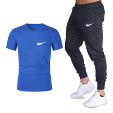 Load image into Gallery viewer, Men's Sets T Shirts+pants Two Pieces Sets Casual Tracksuit Men/Women New Fashion printing suits sportwear Gyms Fitness trousers